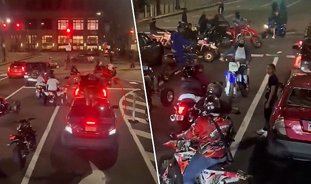 Motosikletli maganda kırmızı ışıkta saldırdı: Genç kadın ve 2 çocuk dehşeti yaşadı!