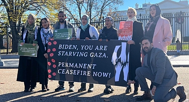 Beyaz Saray önünde Gazze'ye destek eylemi: Açlık grevine başladılar!