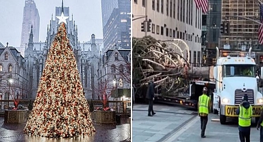 Dev Noel ağacı, Rockefeller Center'e ulaştı: O anları ilgi ile takip edildi