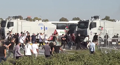 Filistin eylemi yapan grup Adana'da bulunan Amerikan üssüne girmeye çalıştı