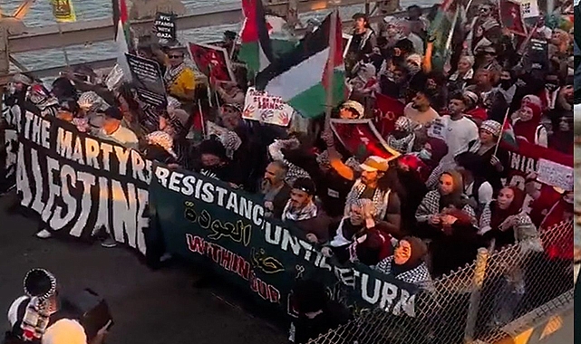 New York'ta Filistin'e destek yürüyüşü düzenlendi