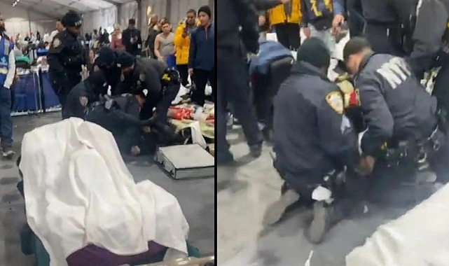 New York'ta sığınma evinde göçmen-polis çatışması: Şiddetli kavga kameralara yansıdı