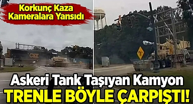ABD'de Bir Tren, Askeri Tank Taşıyan Kamyonla Çarpıştı!