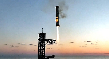 Starship 5'inci test uçuşunu tamamladı: Roket güçlendiricisi havada yakalandı