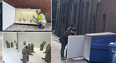 Ünlü sanatçı Sunday Nobody, çöp kutusunun içine minyatür sanat galerisi gizledi