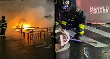 Herald Square Tatil Pazarı'nda korkutan yangın: Küçük işletmeler zarar gördü