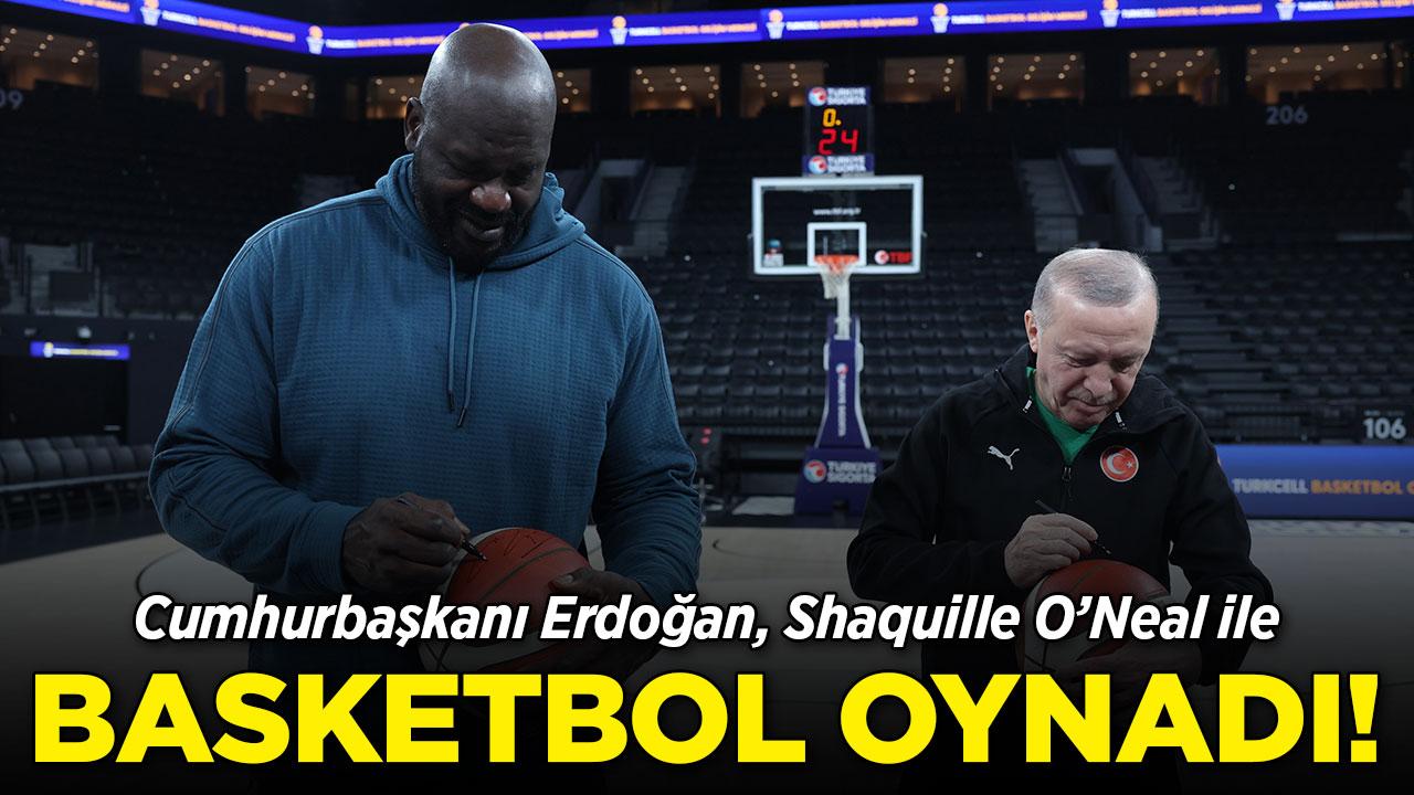 Erdoğan, Shaquille O'Neal ile parkede buluştu