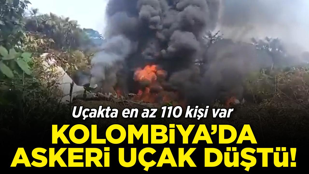 Kolombiya'da askeri uçak düştü! Uçakta en az 110 kişi var