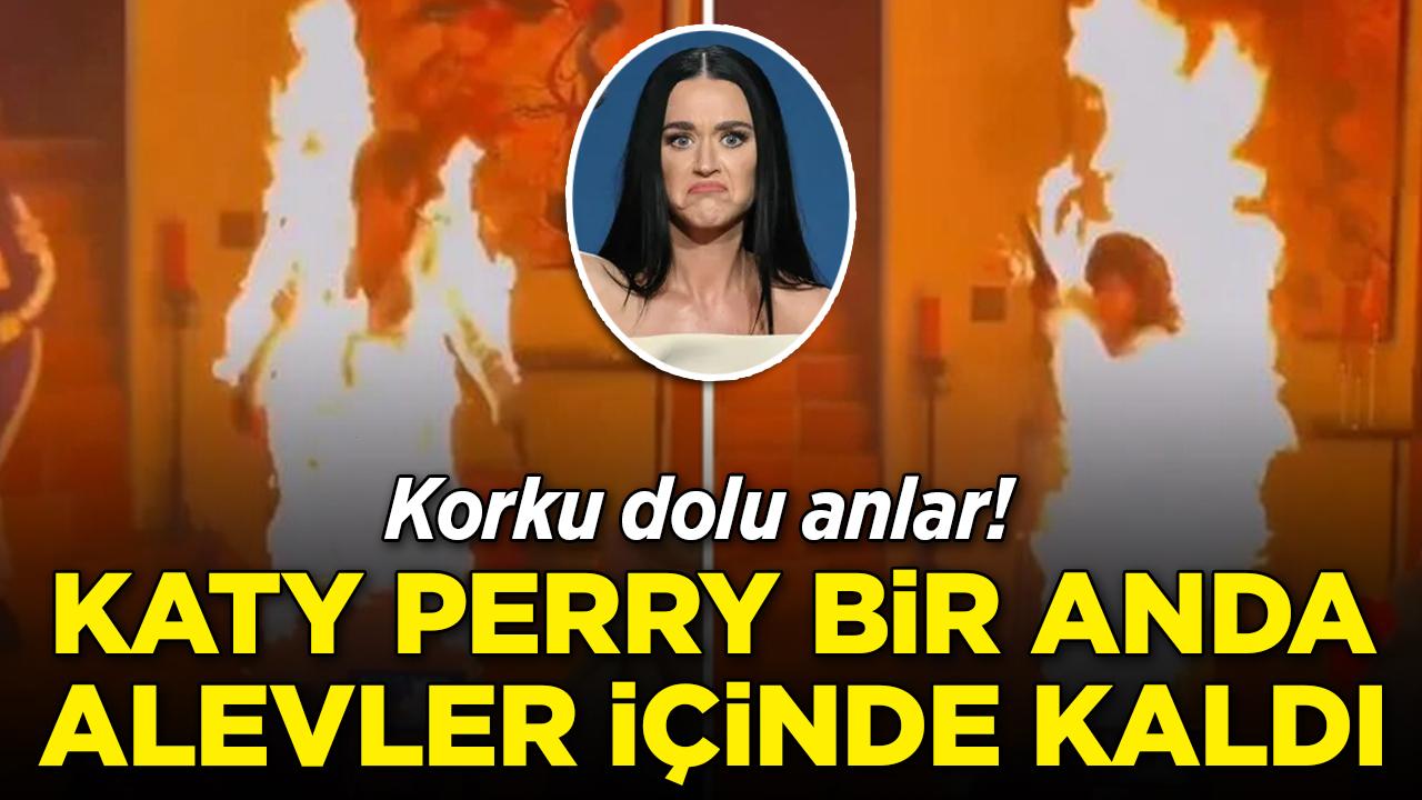 Korku dolu anlar! Katy Perry, klip çekiminde alevler içinde kaldı
