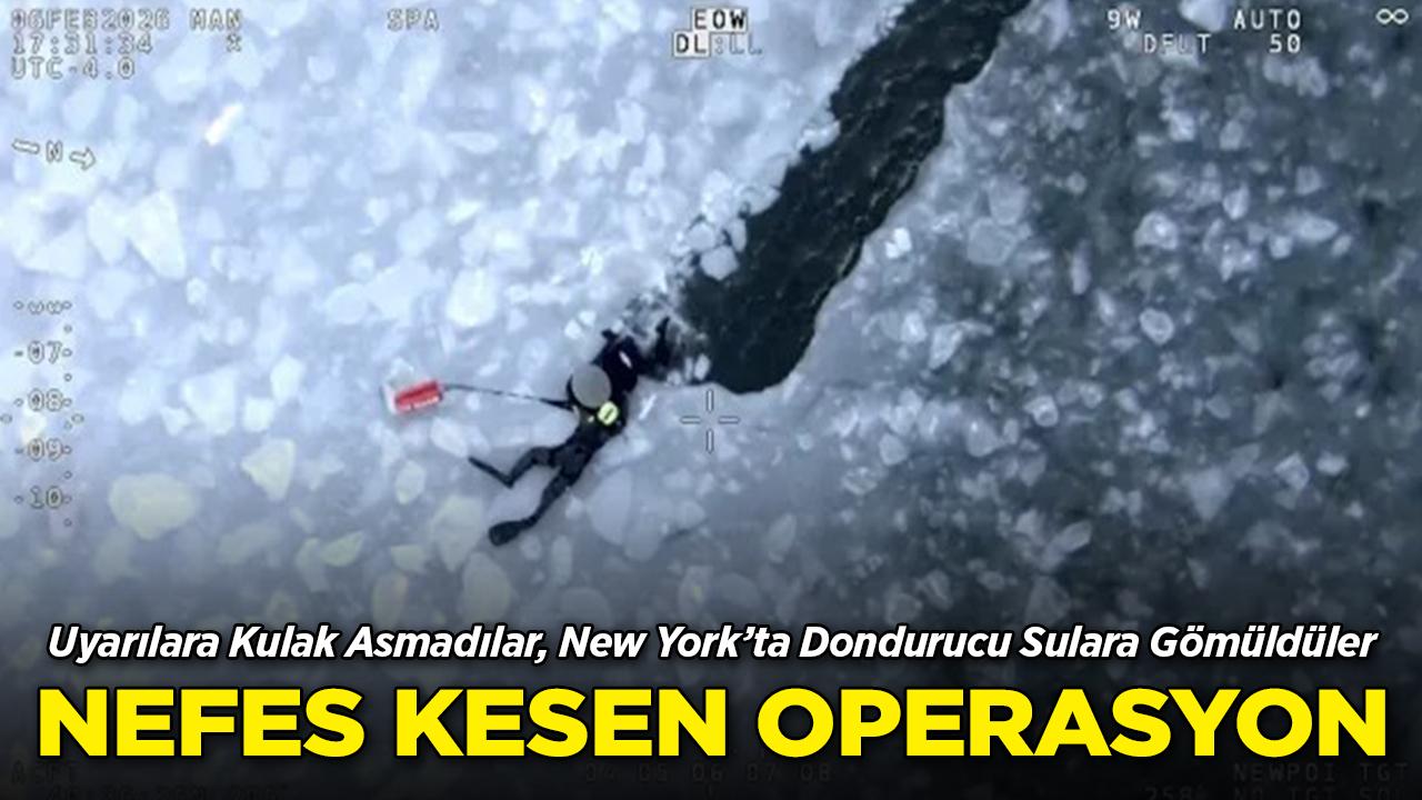 New York'ta Donmuş Sulara Düşen 3 Kişi Nefes Kesen Bir Operasyonla Kurtarıldı